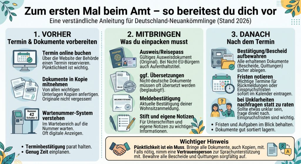 Checkliste: Zum ersten Mal beim Amt – Vorbereitung, Mitbringen, Nach dem Termin