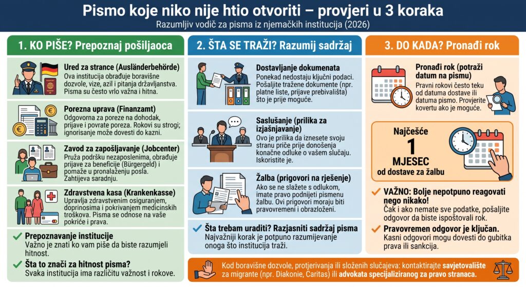 Kontrolna lista: Pismo od institucije provjeriti u 3 koraka – prepoznaj pošiljaoca, razumij sadržaj, pronađi rok